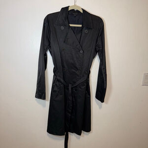 EILEEN FISHER Black satiny feel Trench Coat S